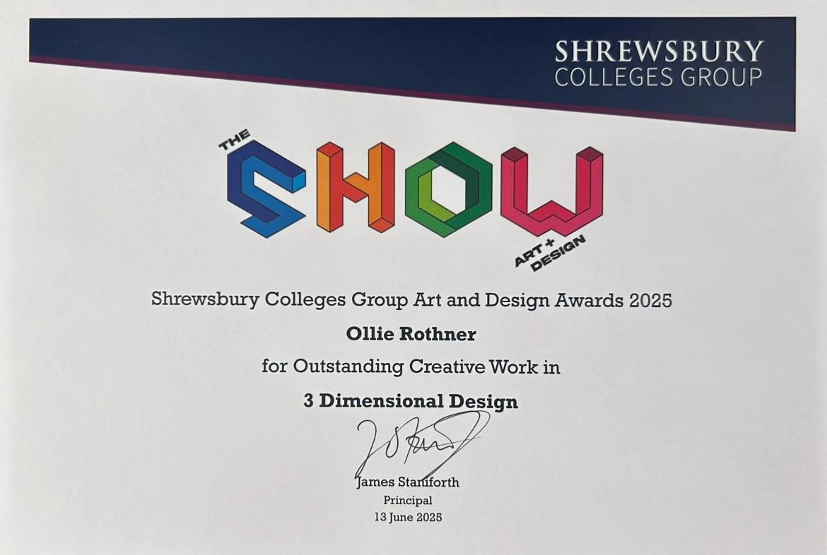 Oliver Rothner's product design award certificate
